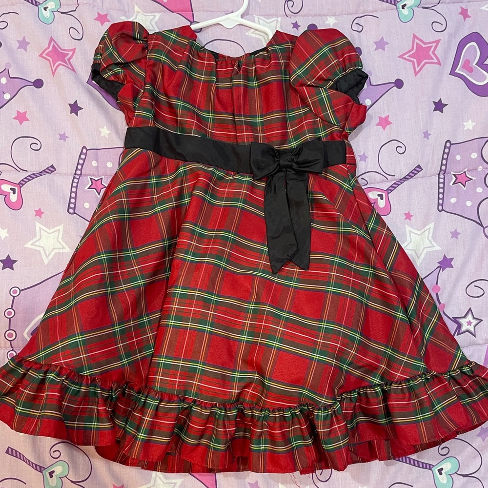 Toddler Girl Red Plaid Dress with bow